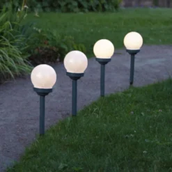Solcelledrevet LED-lampe Ø10 cm 4-pk.