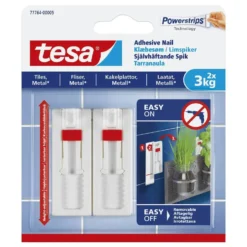 Tesa Justerbar limspiker for kakkel og metall 3 kg 2-pk.