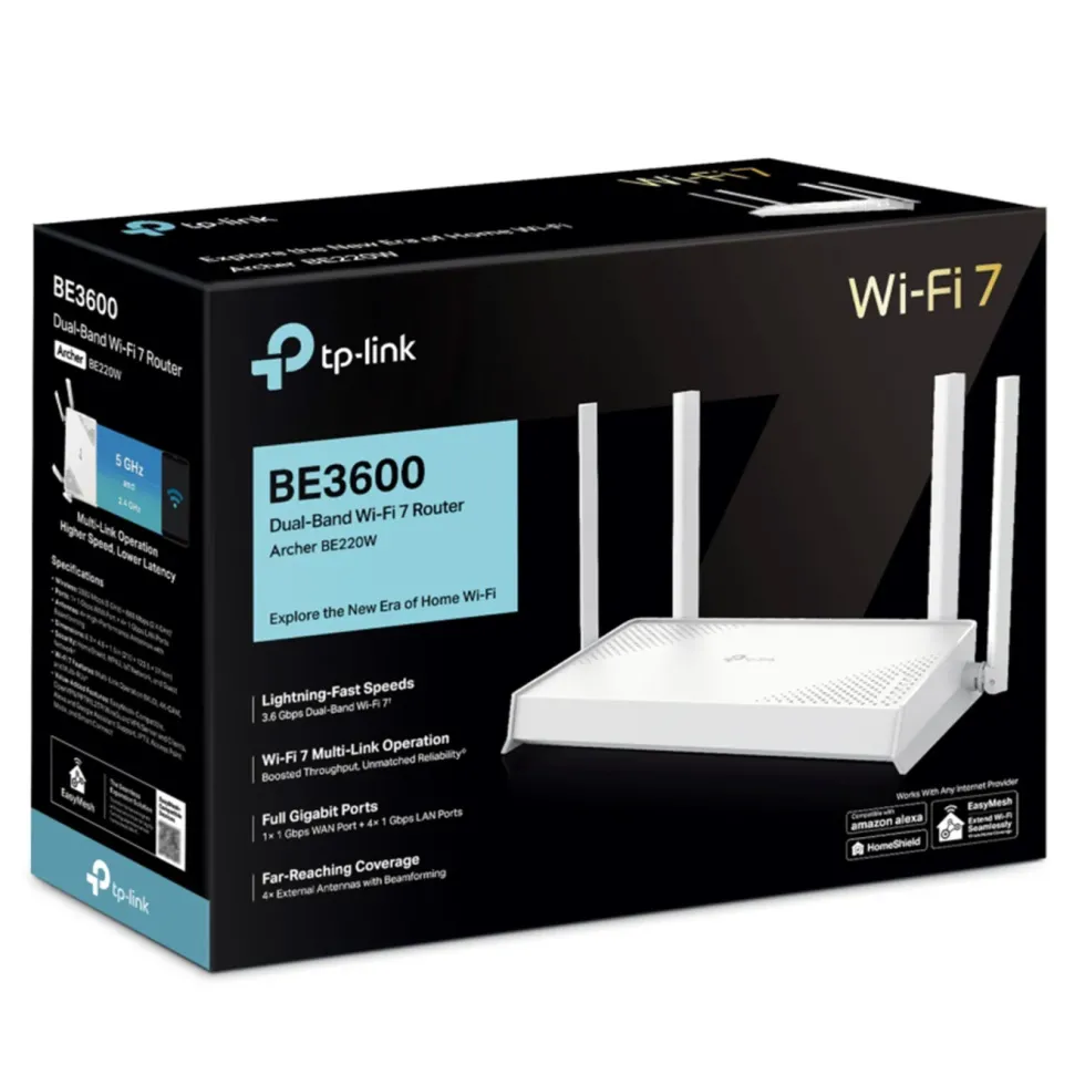 TP-Link Archer BE220W – BE3600 Dual-Band Wifi 7 ruter