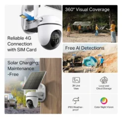 TP-Link Tapo C615G Solcelledrevet 4G LTE Pan/Tilt overvåkingskamera