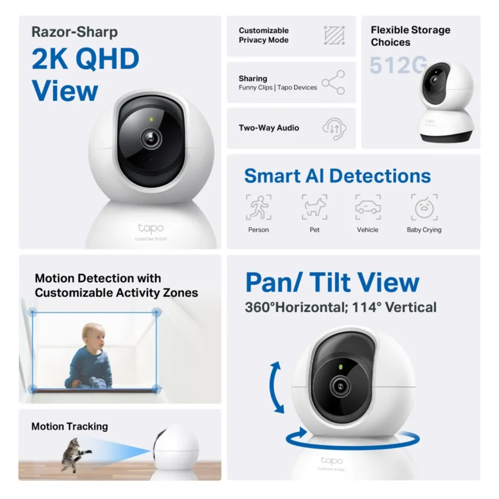 TP-Link Tapo C220 Pan/Tilt AI Overvåkingskamera