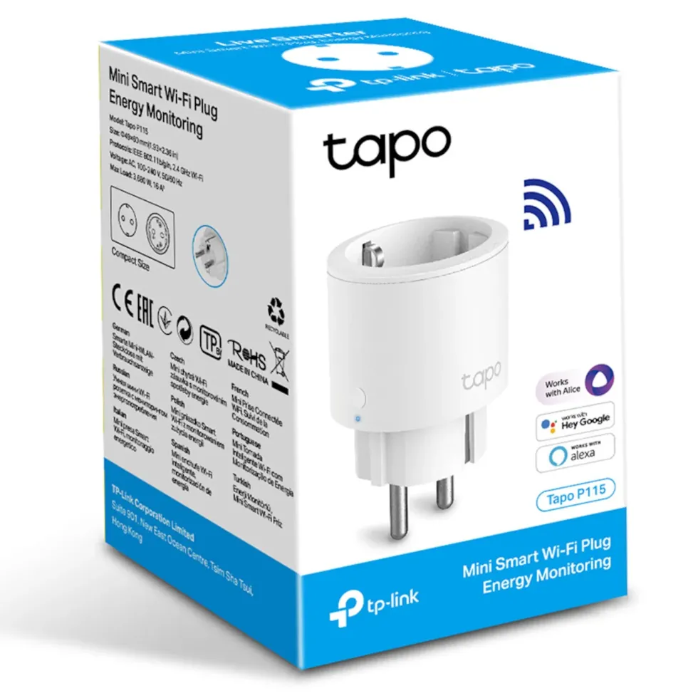 TP-Link Tapo P115 Smart Wifi-fjernstrømbryter med energimåling 1-pk.
