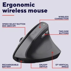 Trust Bayo II ergonomisk trådløs mus