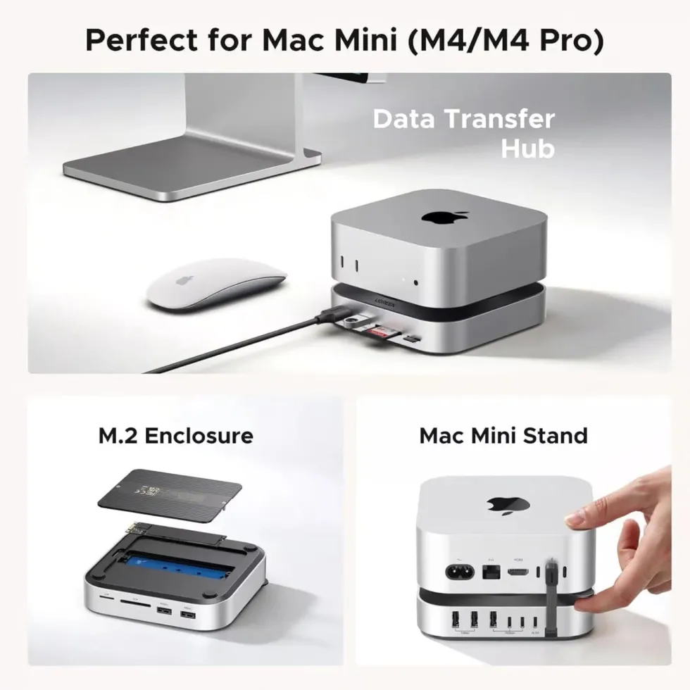 Ugreen Mac mini 11-i-1-dokkingsstasjon med SSD-plass