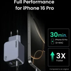 Ugreen Nexode Pro 65 W GaN-hurtiglader med 3 porter