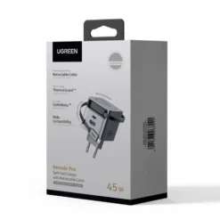 Ugreen Nexode 45 W GaN-hurtiglader med uttrekkbar USB-C-kabel 45 W