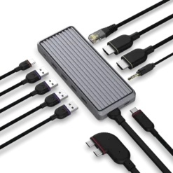 Unisynk 10-ports USB-C-hub for doble skjermer for Mac Grå