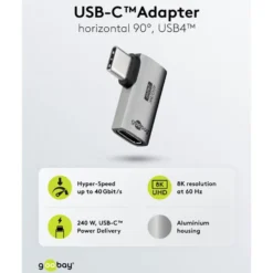 USB-C-adapter med 90° horisontal vinkel – USB4