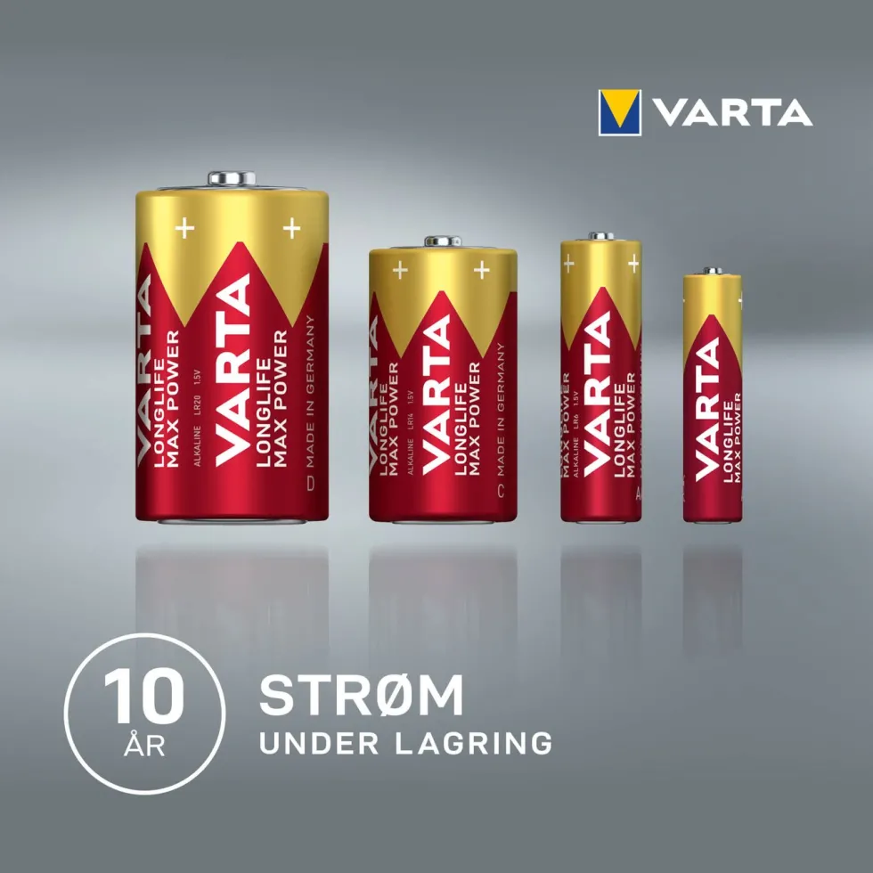 Varta Longlife Max Power C-batterier 2-pk.
