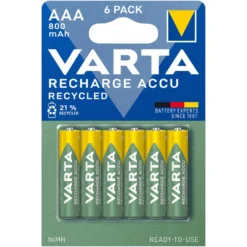 Varta Recharge Recycled AAA-batterier 800 mAh 6-pk.