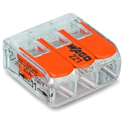 Wago 221-413 Toppklemme med 3 tilkoblinger 12-pk.