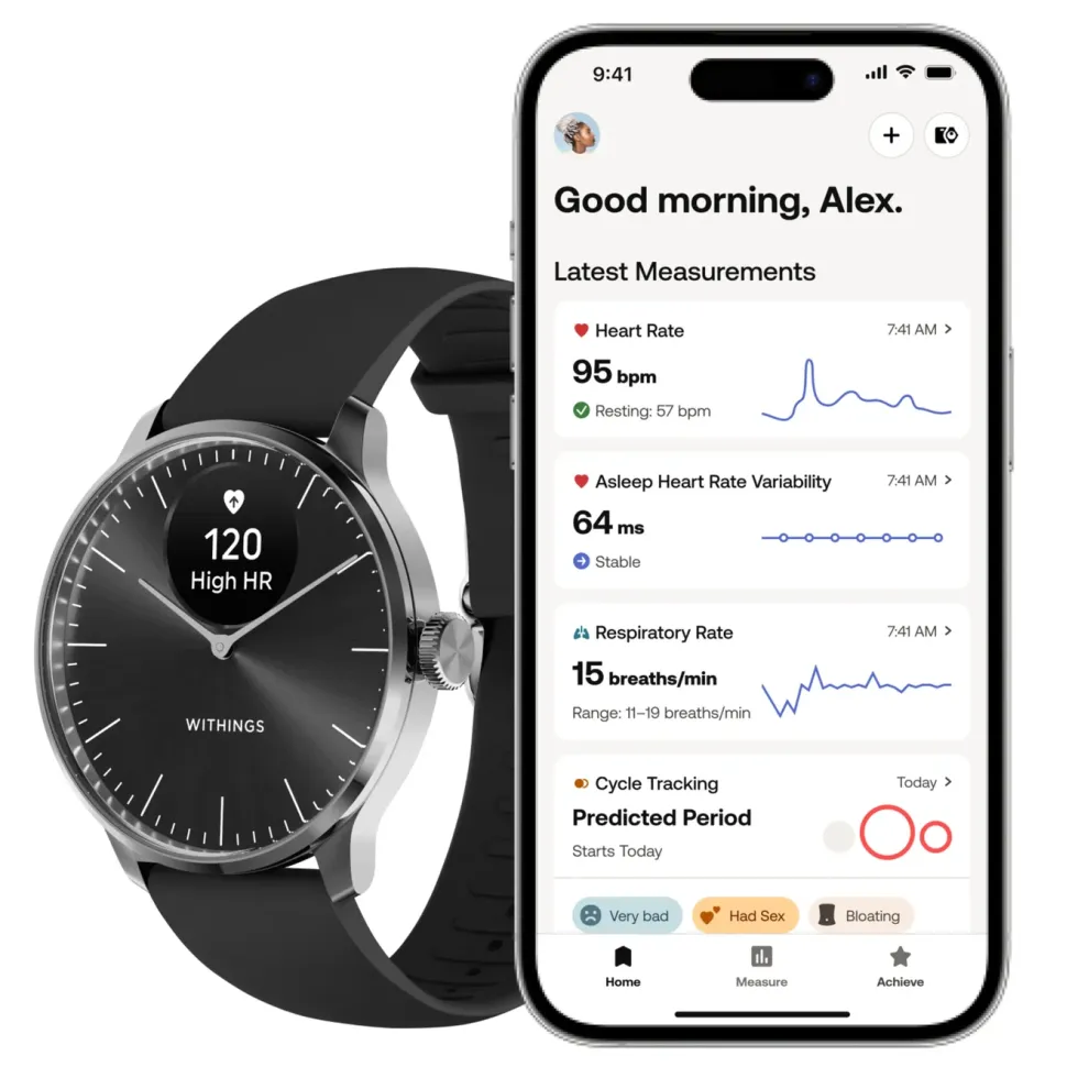 Withings Scanwatch Light Smartklokke med klassisk urskive 37 mm Svart