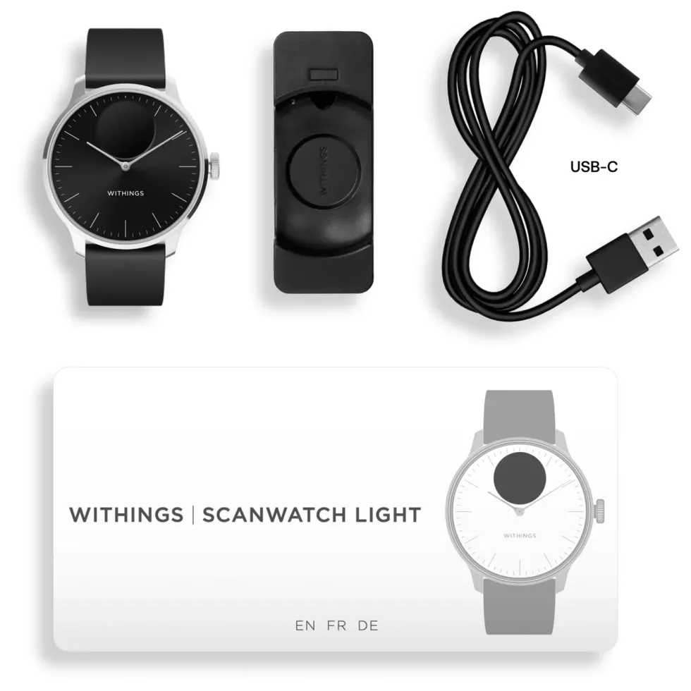 Withings Scanwatch Light Smartklokke med klassisk urskive 37 mm Svart