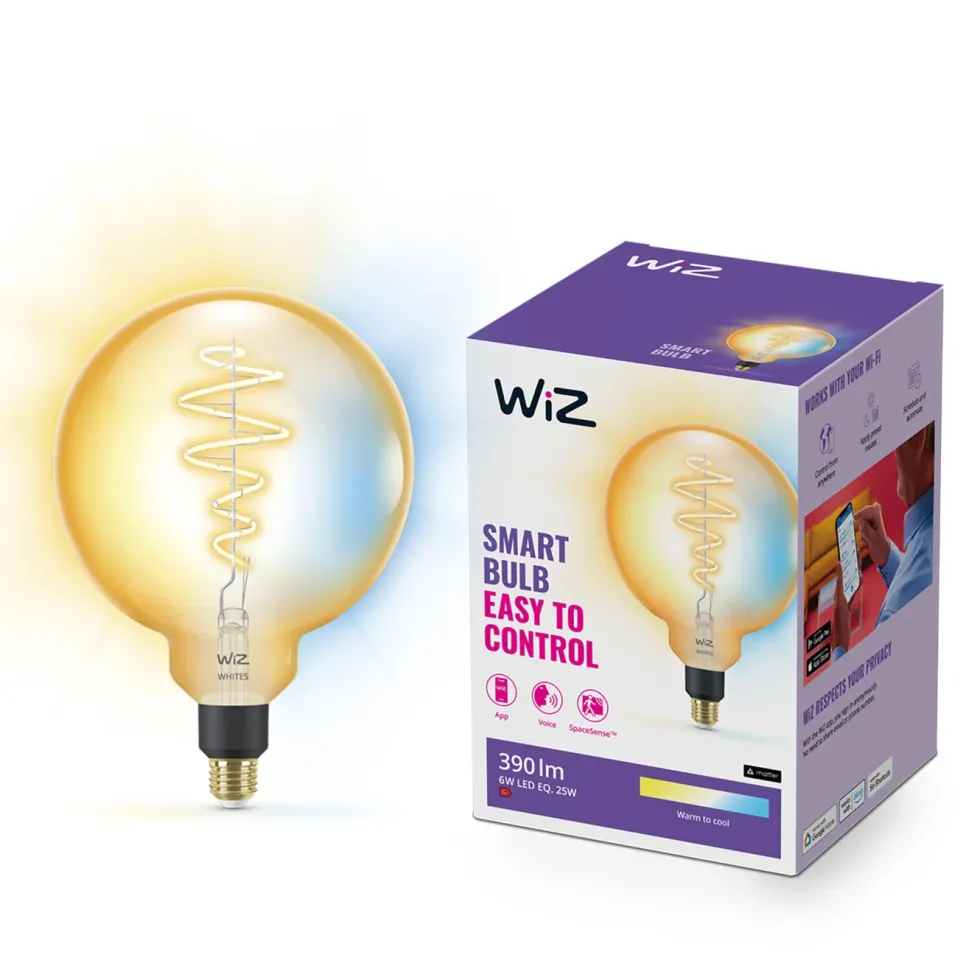 WiZ Amber Filament G200 Smart LED-pære E27 390 lm