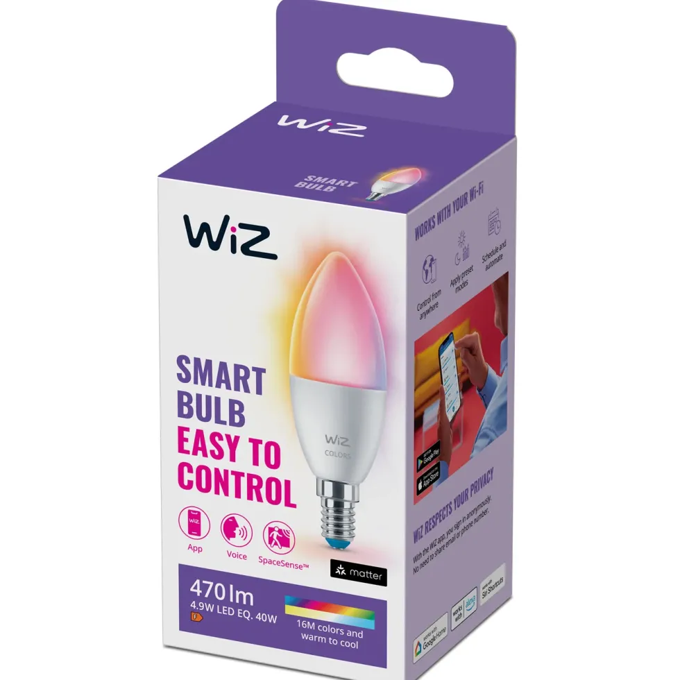 WiZ Color C37 Smart LED-pære E14 470 lm